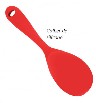 Colher de silicone para servir arroz grande vermelha alta qualidade 23cm uni su211325