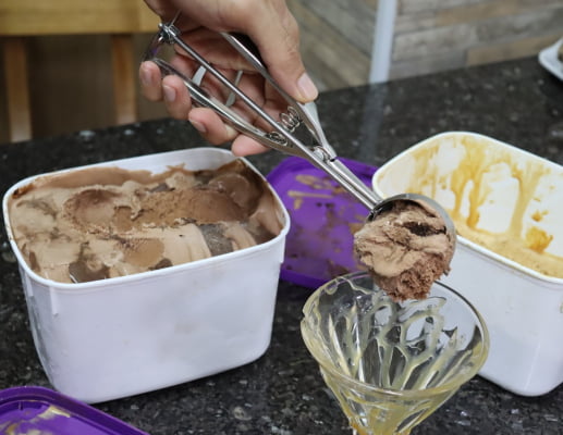 Colher de sorvete sobremesa em aço inox 21Cm pegador sorvete concha bola uni 15285-4