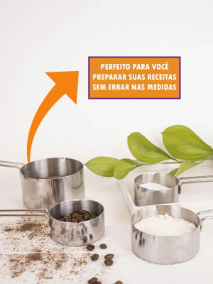 Jogo de 4 Xicaras Medidoras confeitaria resistente prático receita dosador Cozinha Kit Colher Medidas Inox