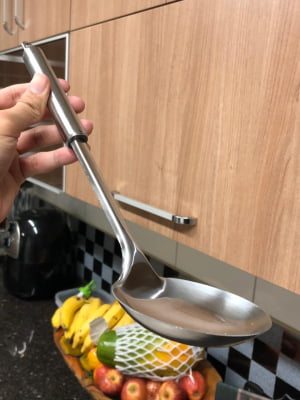 Concha de cozinha feijão utensilio em aço inox 33cm prata ck4380