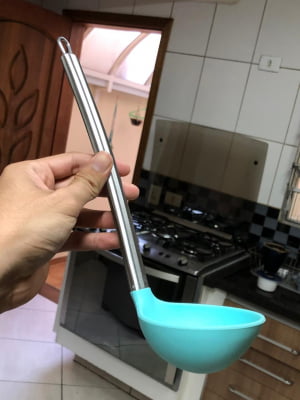 Concha de feijão para cozinha em silicone azul 30cm utensilio de cozinha well wx6680
