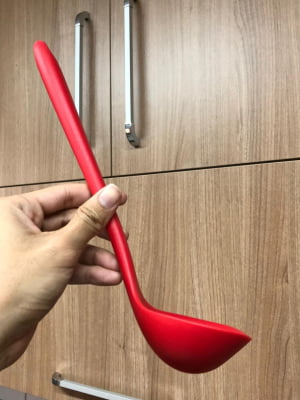 Concha de feijão para cozinha em silicone vermelha 28cm utensilio de cozinha uni su171310