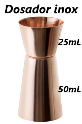 Dosador de bebidas cobre aço inox rose medidor duplo 25 e 50 mL de drinks Mimo Style coquetel mimo6153
