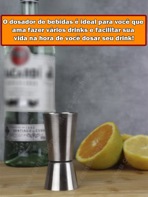 Dosador Medidor De Bebidas Drink Duplo 25 e 50 mL Coquetel Profissional Jigger Drinks Bartender Inox