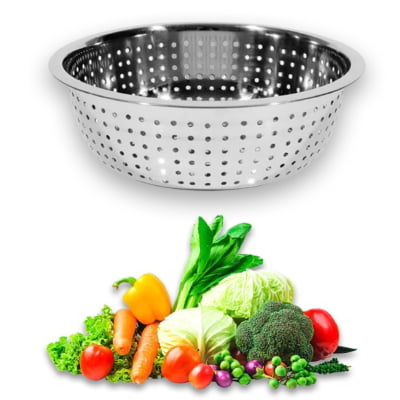 Escorredor de Alimentos Multiuso em Aço inox Legumes Verduras Macarrão Coar Escorrer de Alimentos 26 cm 876544P