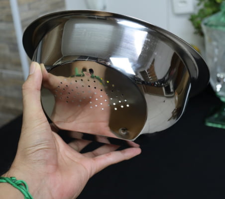 Escorredor de arroz inox peneira de cozinha coar e escorrer 26x11cm ck1385