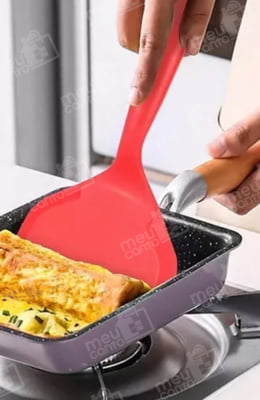 Espátula Culinária Larga Profissional  Silicone Maciço Hambúrguer Ovos Omeletes Pizzas Panquecas