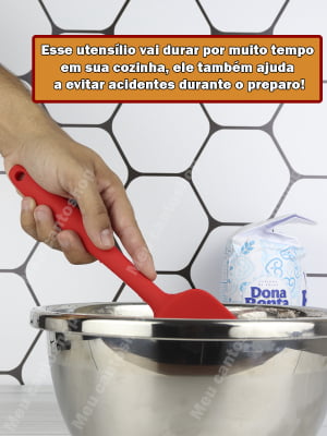 Espátula Curvada De Silicone Vermelho Pão Duro Fechada Decorativa Raspadora Livre De BPA 27,5cm