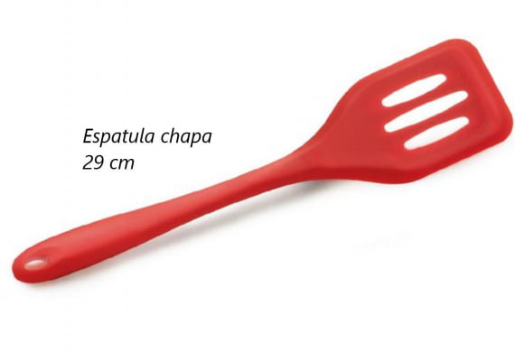 Espátula fritura chapeiro vazada vermelha em silicone 29cm MimoStyle mimo5909