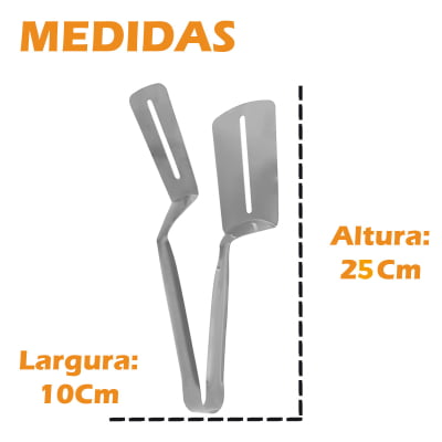 Espátula Pegadora Multiuso De Churrasco Macarrão Massas Carne Salada Pinça Culinária Em Aço Inox Utensílio