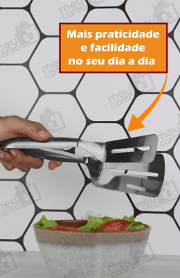 Espátula Pegadora Multiuso De Churrasco Macarrão Massas Carne Salada Pinça Culinária Em Aço Inox Utensílio