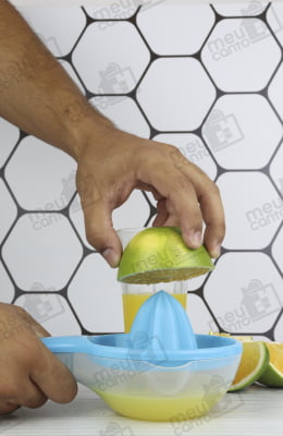 Espremedor De Laranja Limão Manual Frutas Com Base Para Suco Qualidade Azul Multifuncional Prático Cabo 4 Em 1 