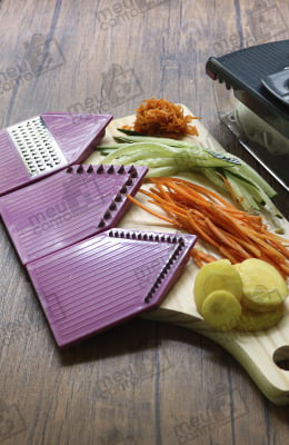 Fatiador de Alimentos Legumes e Verduras 4 Funções Utensilio Cozinha Rosa 36 cm