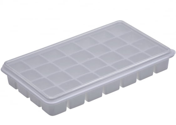 Forma de gelo papinha com tampa 28 cubos livre de BPA cinza claro paramount846