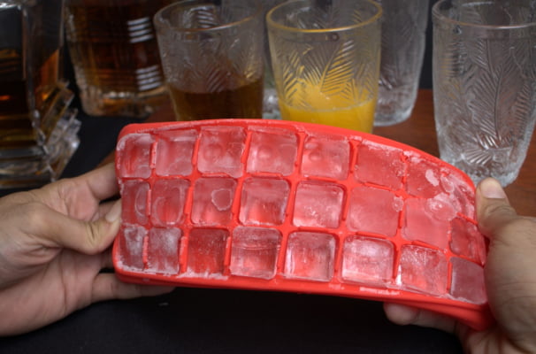 Forma de gelo papinha de silicone 24 vermelho cubos com tampa Drinks Caipirinha Sucos Retangular uni