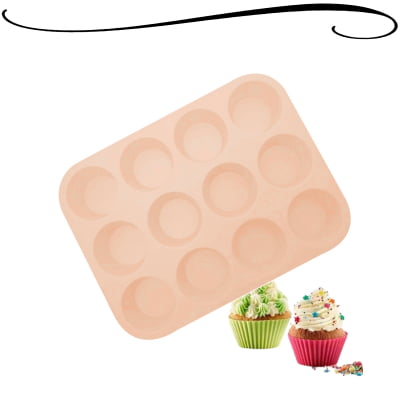 Forma de Silicone Com 12 Cavidades Para Mini Bolinhos Muffins Pudins Empadas Cupcakes Petit Gateau