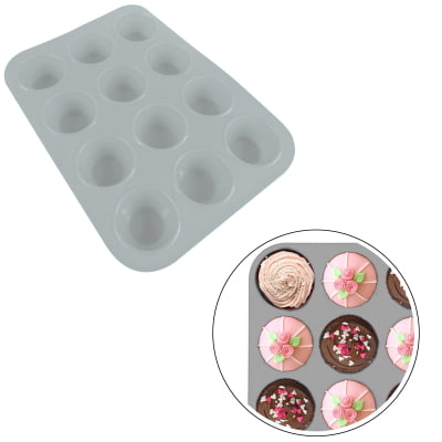 Forma de Silicone Com 12 Cavidades Para Mini Bolinhos Muffins Pudins Pudins Cupcakes Petit Gateau