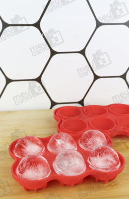Forma De Silicone Gelo 6 Esferas Sem Bpa Forminha Vermelha Para Wiskys Drinks