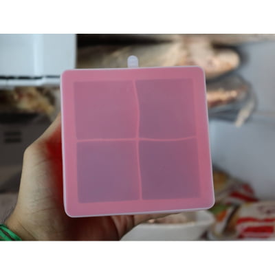 Forma de silicone gelo com tampa papinha quadrada 4 cubos grandes sem bpa forminhas para Wiskys Drinks verm