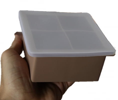 Forma de silicone gelo com tampa papinha quadrada 4 cubos grandes Wisky marrom sem bpa forminhas marrom uni su191324