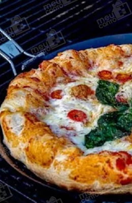 Pizza Grill Para Churrasqueira Ideal Para Grelhar Verduras Legumes e Carnes Com Alça Em Aço Inoxidavel