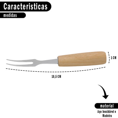 Jogo Com 4 Mini Garfos De Petisco Fondue Com Cabo De Madeira e Ponta de Aço Inoxidável