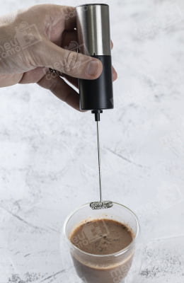 Mini Misturador de Bebidas Multiuso em Inox e ABS Multiuso Bartender Bar Cafeteria Drinks Achocolatados Café Cappuccino
