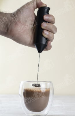 Misturador Mini Mixer Para Cafés Achocolatados Leite Aço Inox e Plástico Utensílio de Cozinha Cafeteria