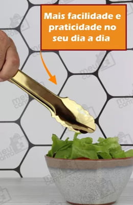 Pegador De Churrasco Macarrão Massas Carne Salada Cozinha Pinça Culinária Em Aço Inox Dourado mimo7717