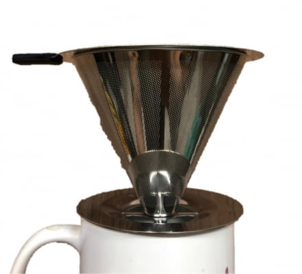Coador de café pour over filtro de café reutilizável individual aço inox 11cm não precisa de papel uni ud190166