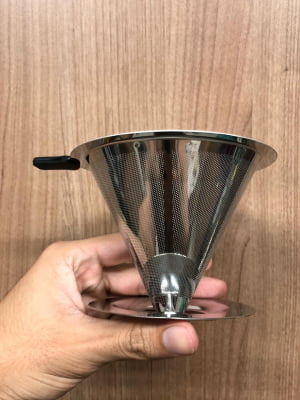 Coador de café pour over filtro de café reutilizável individual aço inox 11cm não precisa de papel uni ud190166