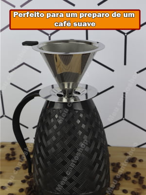 Coador Pour Over Filtro De Café Chá Reutilizável Individual em Aço Inox Não Precisa De Papel suporte resistente