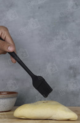 Pincel Culinário De Silicone Preto Chefe De Cozinha Confeitar Untar Salgados Bolo Pão Profissional 21cm 