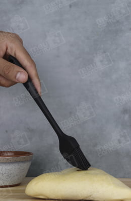 Pincel Culinário De Silicone Preto Chefe De Cozinha Confeitar Untar Salgados Bolo Pão Profissional 21cm 