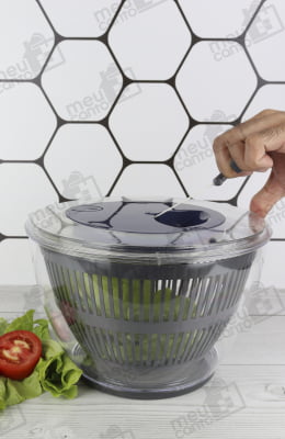 Seca Saladas Grande De Cozinha Centrífuga Folhas E Verduras Semi Automática Azul