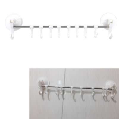 Suporte de Parede 8 Ganchos Multiuso em Metal Plástico Com Ventosas Para Banheiros Cozinha ck4065