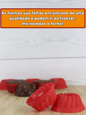 Forma De Silicone Cupcake Antiaderente Vermelha Pequena Vazado não mancha Forno Flexível  Pequeno 6,5x2,5cm uni fs13kit