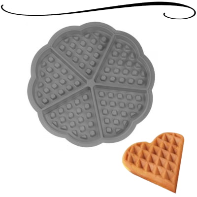 Forma Multiuso De Silicone Redondo Para Waffles Coração Com 5 Moldes Para Waffles Panquecas Biscoitos