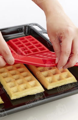 Forma Multiuso De Silicone Retangular Para Waffles Com 4 Moldes Para Waffles Panquecas Biscoitos e Cookies