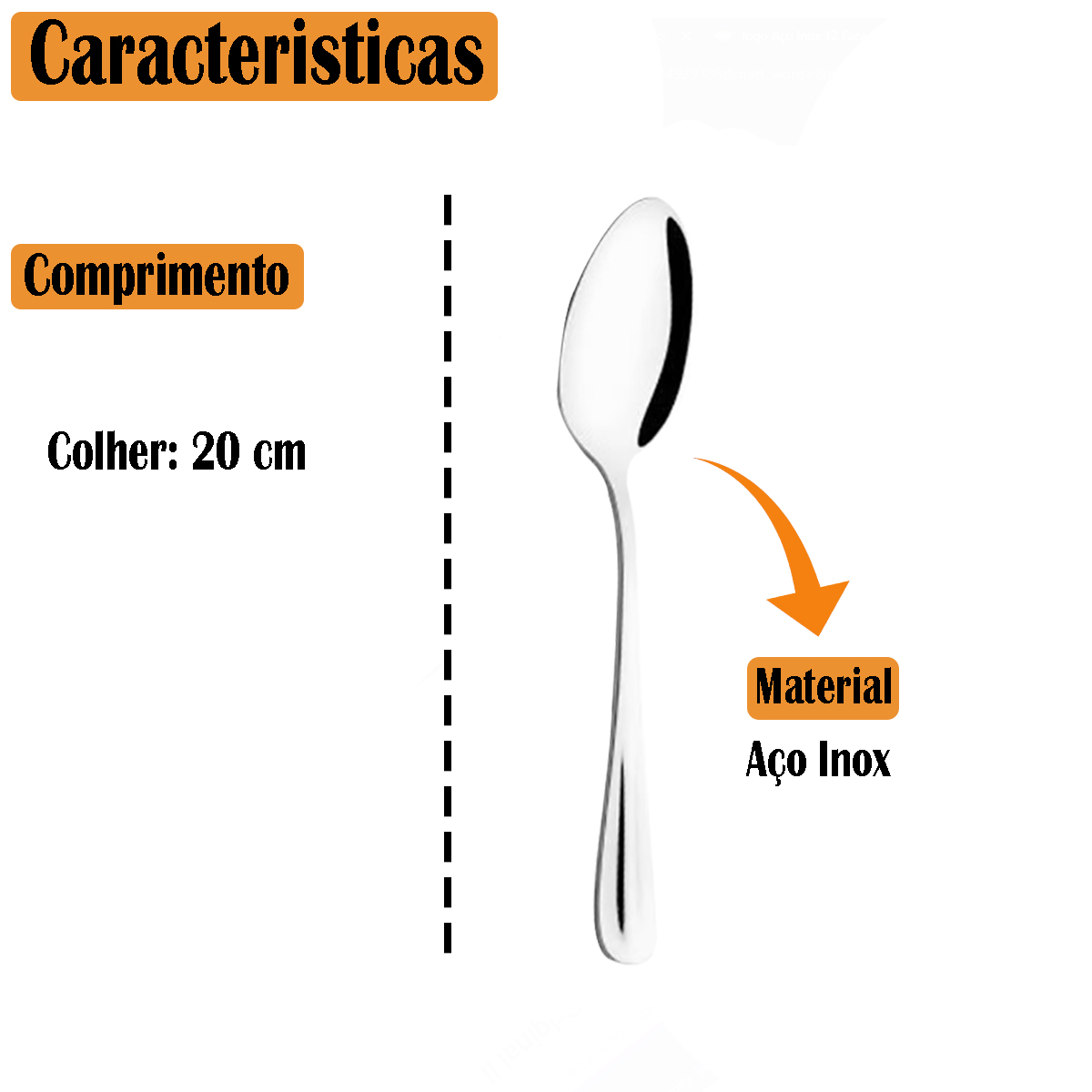 Jogo de 6 Colher de Sobremesa para Cozinha Restaurante Buffet