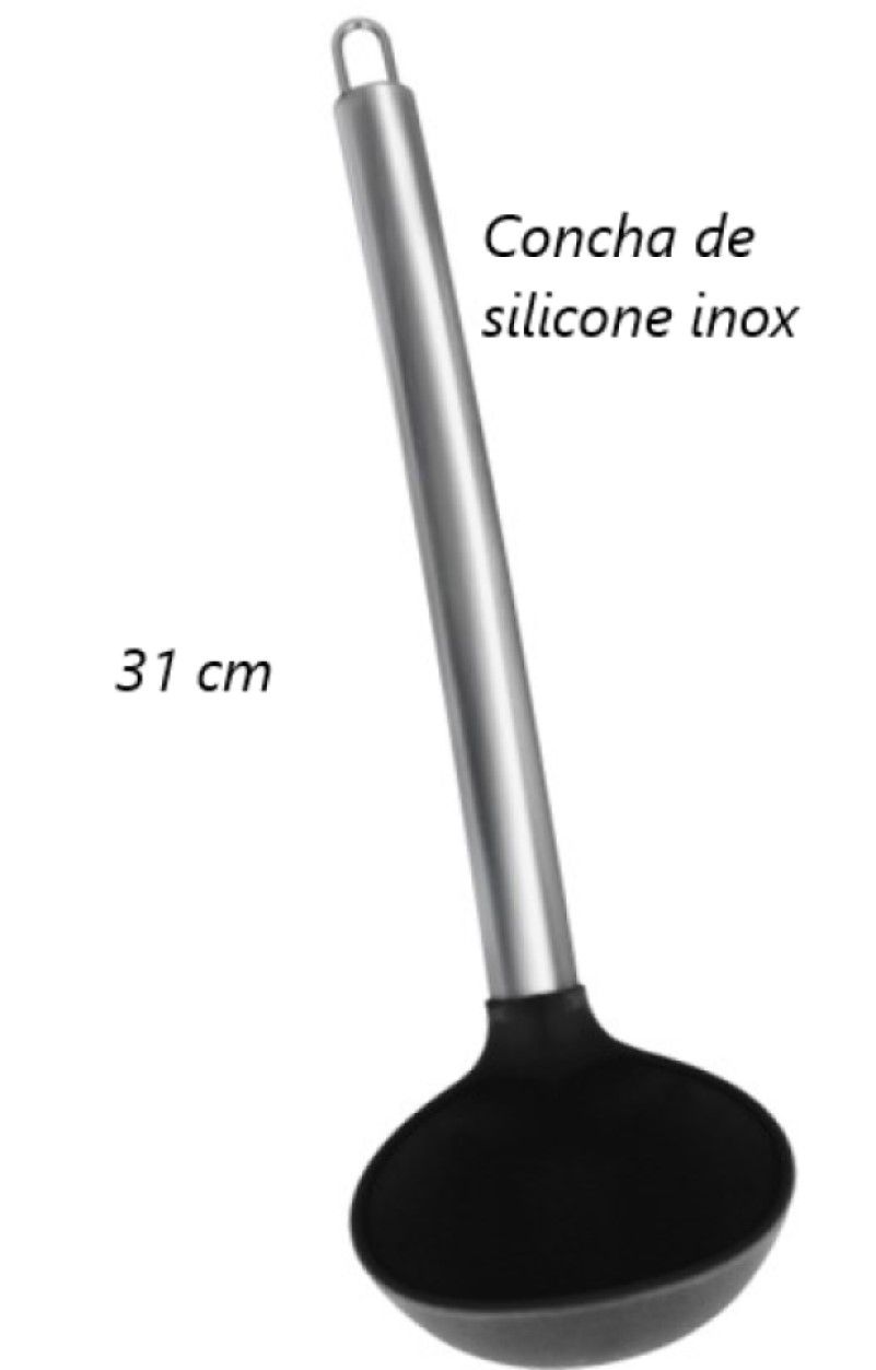 Concha de feijão em silicone e aço inox preto 31cm uni UD190125