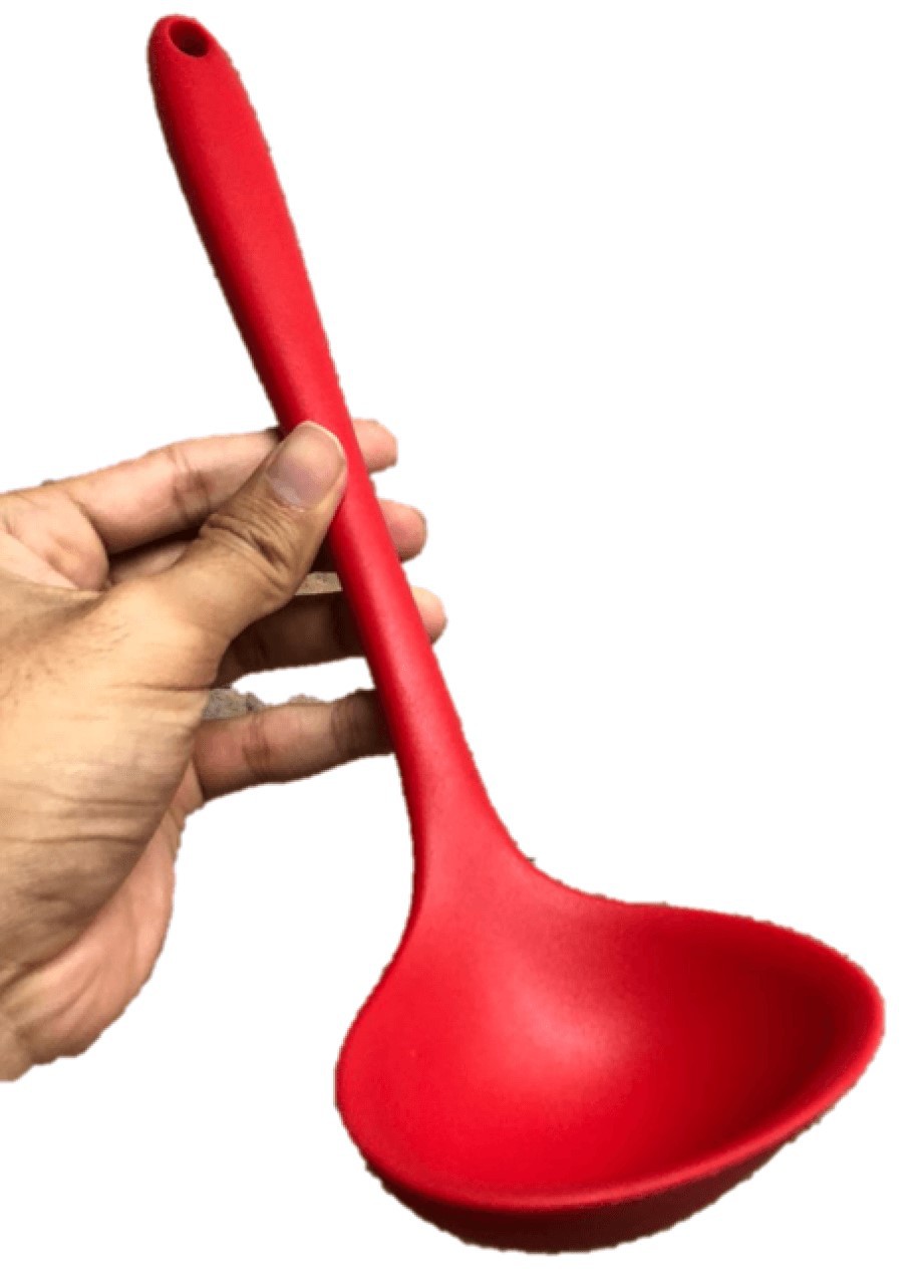 Concha de feijão para cozinha em silicone vermelha 28cm utensilio de cozinha uni su171310