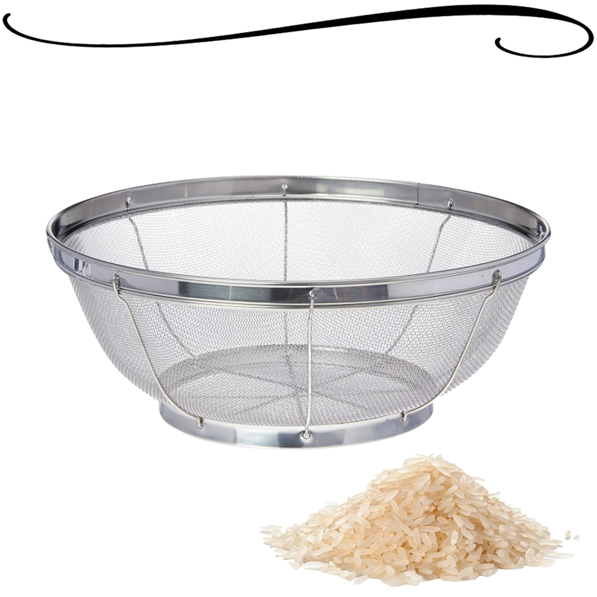 Escorredor de arroz inox macarrão Multiuso peneira de cozinha coar e escorrer Redondo pequena 18x9cm MimoStyle mimo245