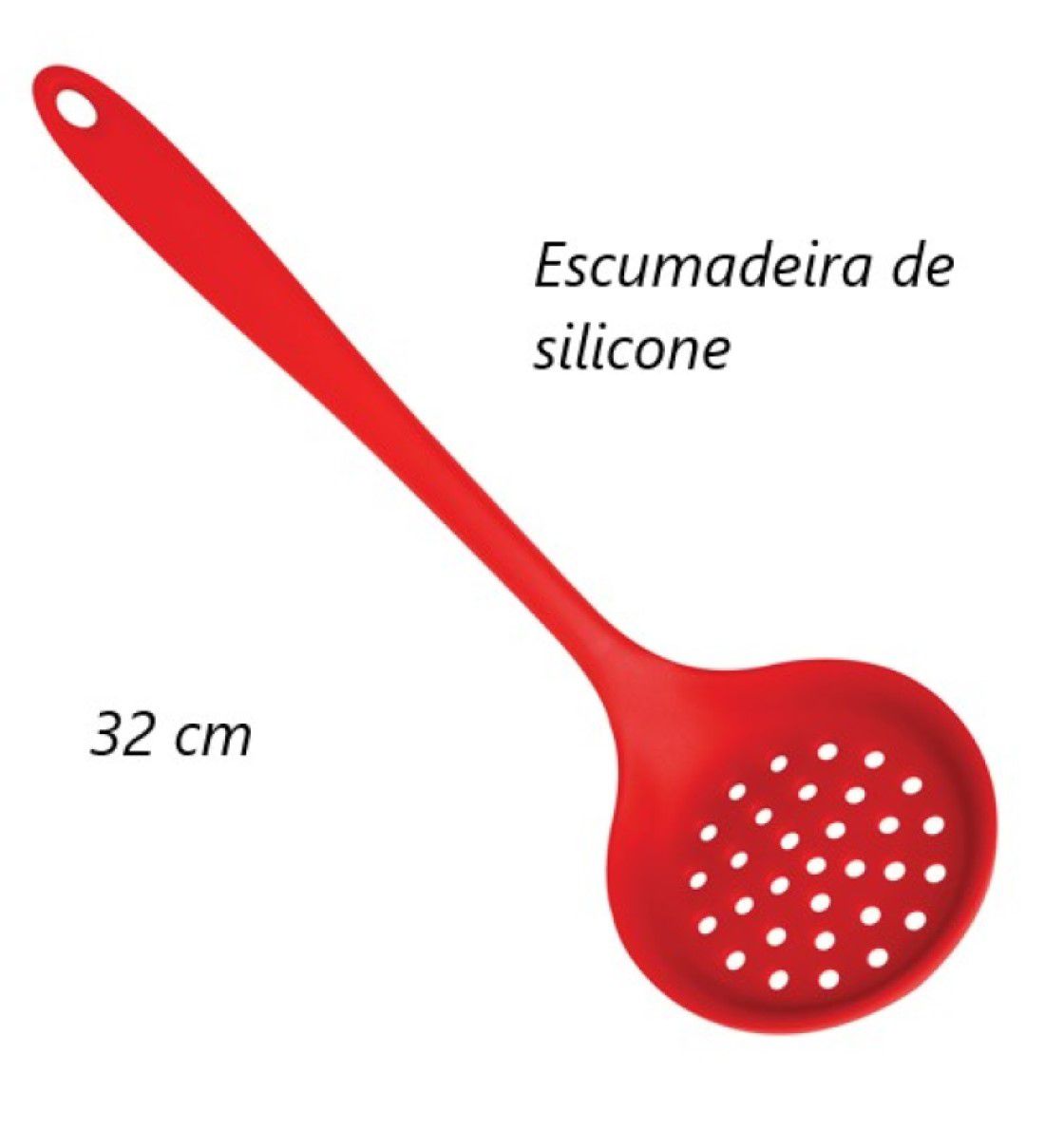 Escumadeira de silicone para frituras vazada 32cm uni su171309