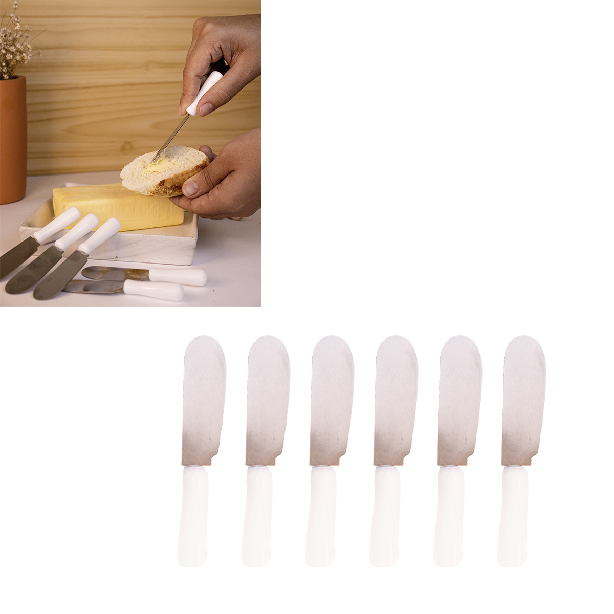 Espátula para servir patê manteiga geleia café kit 6 unidades10cm branca ck4434