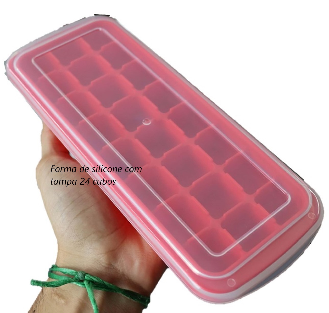 Forma de gelo papinha de silicone 24 vermelho cubos com tampa Drinks Caipirinha Sucos Retangular uni