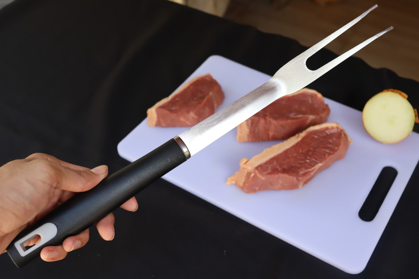 Garfo Trinchante Grande para Churrasco Utensílio para Carne Aço Inox Taumer