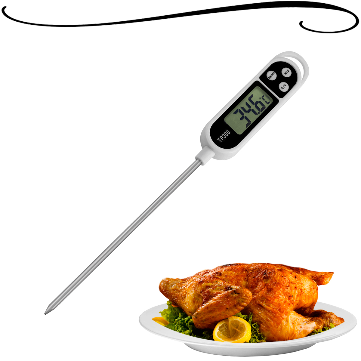 Termômetro Digital Culinário Espeto Para Alimentos E Bebidas Cozinha Carnes Frangos E Bolos