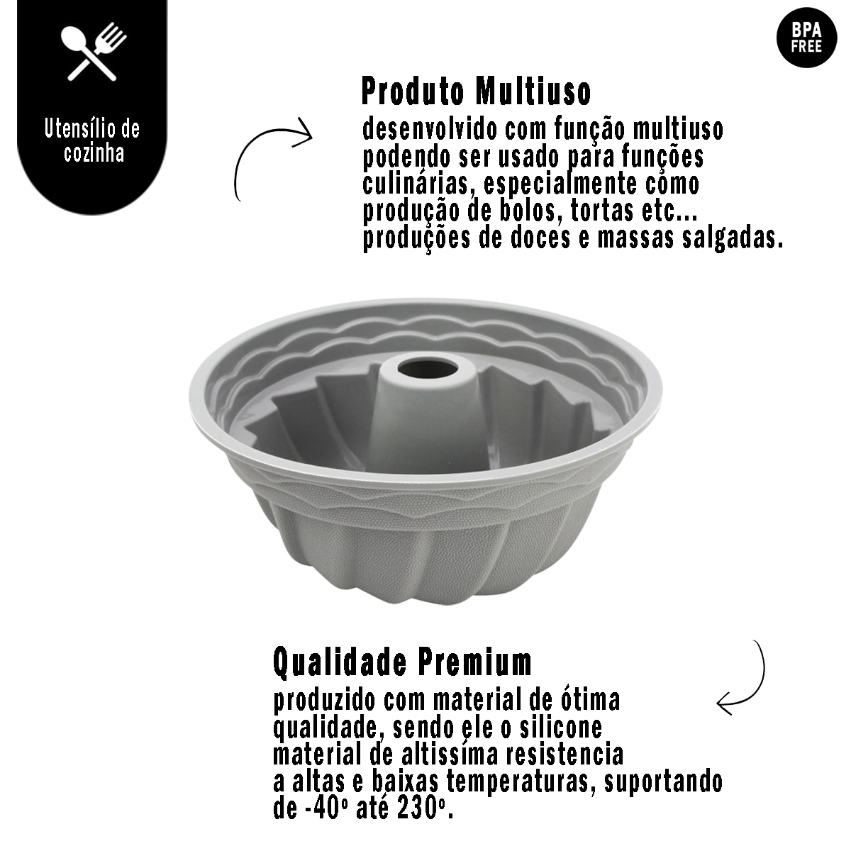 Forma Silicone Para Doces Diversos Torta Pudim Bolo Cozinha