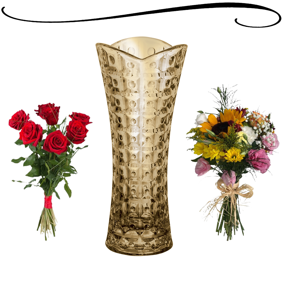 Vaso Decorativo Chevalier de Vidro Cristal Ecológico Para Decoração Buquês  de Flores Plantas Utensílio de Casa - Meu Canto Shop